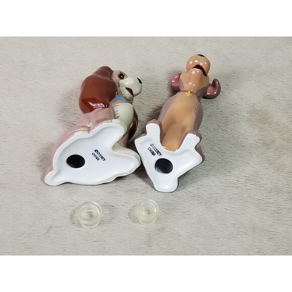 Disney Lady & The Tramp Salt & Pepper Shaker Set Ceramic Vintage Great Condition - Picture 10 of 13